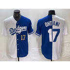 Los Angeles Dodgers #17 Shohei Ohtani Number White Blue Two Tone Stitched Baseball Jersey