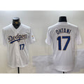 Los Angeles Dodgers #17 Shohei Ohtani Number White Gold Championship Stitched Cool Baseball Jersey