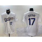 Los Angeles Dodgers #17 Shohei Ohtani Number White Gold Championship Stitched Cool Baseball Jersey