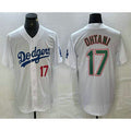 Los Angeles Dodgers #17 Shohei Ohtani Number White Green Stitched Cool Baseball Jersey