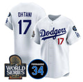 Los Angeles Dodgers #17 Shohei Ohtani White 2024 World Series With Fernando Memorial Patch Limited Stitched Baseball jersey