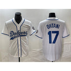 Los Angeles Dodgers #17 Shohei Ohtani White Cool Base With Patch Stitched Baseball jersey