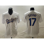 Los Angeles Dodgers #17 Shohei Ohtani White Gold Cool Base With Patch Stitched Baseball jersey