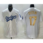 Los Angeles Dodgers #17 Shohei Ohtani White Gold Stitched Cool Baseball jersey