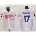 Los Angeles Dodgers #17 Shohei Ohtani White Pink Vin & Kobe Patch Stitched Baseball jersey