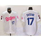 Los Angeles Dodgers #17 Shohei Ohtani White Pink Vin & Kobe Patch Stitched Baseball jersey