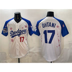 Los Angeles Dodgers #17 Shohei Ohtani White Royal 2025 World Series Champions Patch Tokyo Series Limited Stitched Baseball jersey