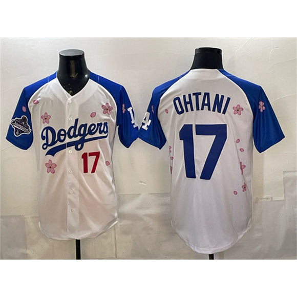 Los Angeles Dodgers #17 Shohei Ohtani White Royal 2025 World Series Champions Patch Tokyo Series Limited Stitched Baseball jersey