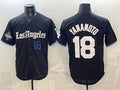 Los Angeles Dodgers #18 Yoshinobu Yamamoto Black 2025 World Series Champions Patch 'Gothic Edition' Vapor Premier Limited Stitched Baseball Jersey