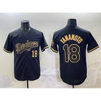 Los Angeles Dodgers #18 Yoshinobu Yamamoto Black Gold Limited Stitched Baseball jersey