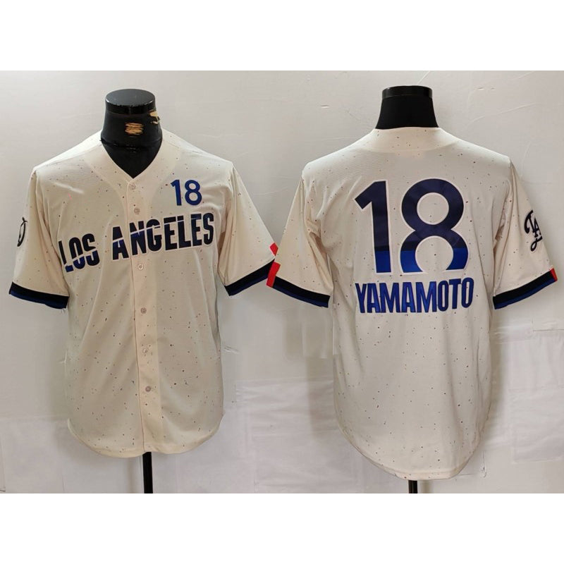 Los Angeles Dodgers #18 Yoshinobu Yamamoto Cream 2024 City Connect Limited Baseball jersey
