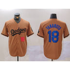 Los Angeles Dodgers #18 Yoshinobu Yamamoto Number Olive Cool Base Limited Stitched Baseball jersey