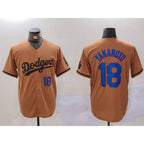 Los Angeles Dodgers #18 Yoshinobu Yamamoto Number Olive Cool Base Limited Stitched Baseball jersey