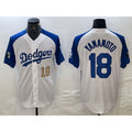 Los Angeles Dodgers #18 Yoshinobu Yamamoto Number White Blue Fashion Stitched Cool Base Limited Cool Base Limited Baseball jersey