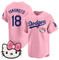 Los Angeles Dodgers #18 Yoshinobu Yamamoto Pink 2025 Hello Kitty Vapor Limited Stitched Baseball jersey