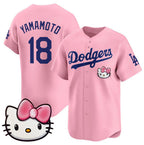 Los Angeles Dodgers #18 Yoshinobu Yamamoto Pink 2025 Hello Kitty Vapor Limited Stitched Baseball jersey