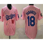 Los Angeles Dodgers #18 Yoshinobu Yamamoto Pink 2025 Tokyo Series Limited Baseball jersey