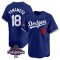 Los Angeles Dodgers #18 Yoshinobu Yamamoto Royal 2024 World Series Champions Alternate Limited Stitched Baseball jersey