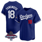 Los Angeles Dodgers #18 Yoshinobu Yamamoto Royal 2024 World Series Champions Alternate Limited Stitched Baseball jersey