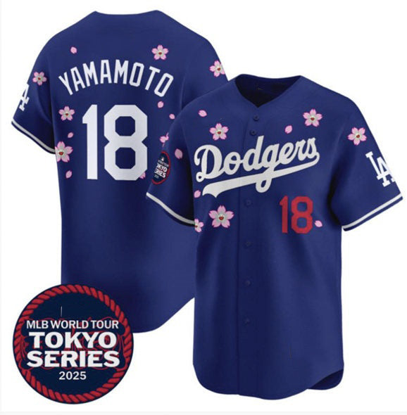 Los Angeles Dodgers #18 Yoshinobu Yamamoto Royal 2025 Tokyo Series Limited Stitched Baseball jersey