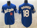 Los Angeles Dodgers #18 Yoshinobu Yamamoto Royal 2026 Gold Collection 9x & B2B Champs Patch Stitched Baseball Jersey