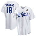 Los Angeles Dodgers #18 Yoshinobu Yamamoto White 2024 World Series Cool Base Stitched Baseball jersey