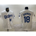 Los Angeles Dodgers #18 Yoshinobu Yamamoto White 2024 World Series With Fernando Memorial Patch Home Limited Stitched Baseball jersey
