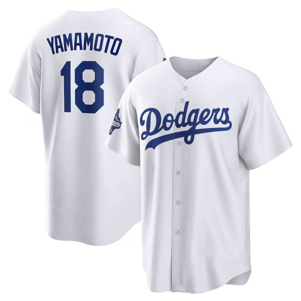 Los Angeles Dodgers #18 Yoshinobu Yamamoto White 2025 World Series Champions Home Replica Baseball jersey