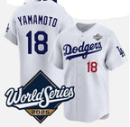 Los Angeles Dodgers #18 Yoshinobu Yamamoto White 2025 World Series Home Limited Stitched Baseball jersey