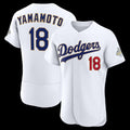 Los Angeles Dodgers #18 Yoshinobu Yamamoto White 2026 Gold Collection Authentic Baseball Jersey