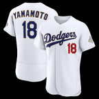 Los Angeles Dodgers #18 Yoshinobu Yamamoto White 2026 Gold Collection Authentic Baseball Jersey