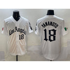 Los Angeles Dodgers #18 Yoshinobu Yamamoto White Mexico 2025 LA Gothic Style With Fernando Patch Vapor Premier Limited Stitched Baseball jersey
