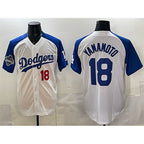 Los Angeles Dodgers #18 Yoshinobu Yamamoto White Royal 2025 World Series Champions Patch Limited Stitched Baseball jersey