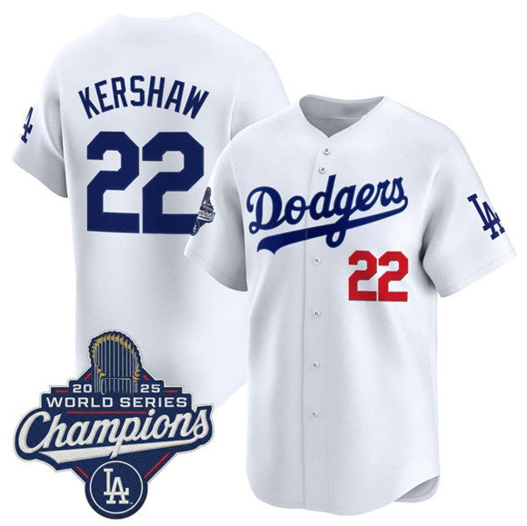 Los Angeles Dodgers #22 Clayton Kershaw White 2025 Champions Stitched Baseball jersey