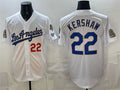 Los Angeles Dodgers #22 Clayton Kershaw White 2026 Gold Collection 9x & B2B Champs Patch Stitched Baseball Jersey