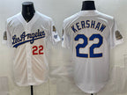 Los Angeles Dodgers #22 Clayton Kershaw White 2026 Gold Collection 9x & B2B Champs Patch Stitched Baseball Jersey