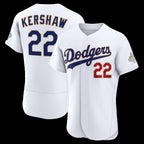 Los Angeles Dodgers #22 Clayton Kershaw White 2026 Gold Collection Authentic Baseball Jersey