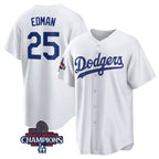 Los Angeles Dodgers #25 Tommy Edman White 2024 World Series Champions Cool Base Stitched Baseball jersey