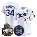 Los Angeles Dodgers #34 Toro Valenzuela White 2024 World Series With Fernando Memorial Patch Limited Stitched Baseball jersey