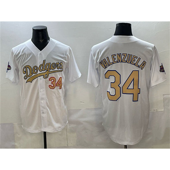 Los Angeles Dodgers #34 Toro Valenzuela White 2025 Gold Collection Limited Stitched Baseball jersey