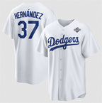Los Angeles Dodgers #37 Teoscar Hernández White 2025 World Series Home Cool Base Stitched Baseball jersey