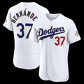Los Angeles Dodgers #37 Teoscar Hernández White 2026 Gold Collection Authentic Baseball Jersey
