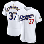 Los Angeles Dodgers #37 Teoscar Hernández White 2026 Gold Collection Authentic Baseball Jersey