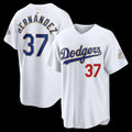 Los Angeles Dodgers #37 Teoscar Hernández White 2026 Gold Collection Stadium Baseball Jersey