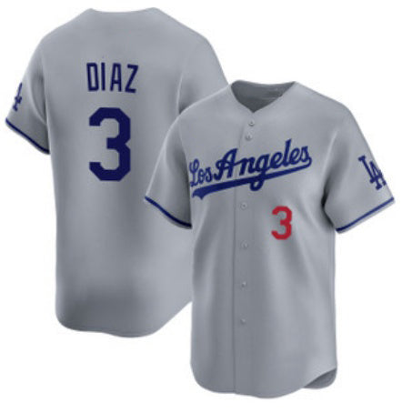 Los Angeles Dodgers #3 Edwin D¨ªaz Grey Cool Base Stitched Baseball Jersey
