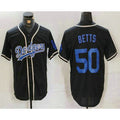 Los Angeles Dodgers #50 Mookie Betts Black Cool Base With Patch Stitched Baseball jersey