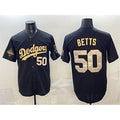 Los Angeles Dodgers #50 Mookie Betts Black Gold 2025 World Series Champions Patch Limited Stitched Baseball jersey