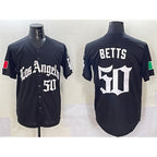 Los Angeles Dodgers #50 Mookie Betts Black Mexico 2025 LA Gothic Style With Fernando Patch Vapor Premier Limited Stitched Baseball jersey
