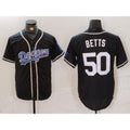 Los Angeles Dodgers #50 Mookie Betts Black White Cool Base Stitched Baseball jersey