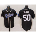 Los Angeles Dodgers #50 Mookie Betts Black White Cool Base Stitched Baseball jersey